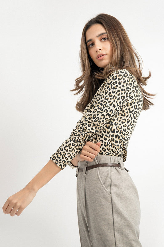 HIGH NECK TOP-LEOPARD