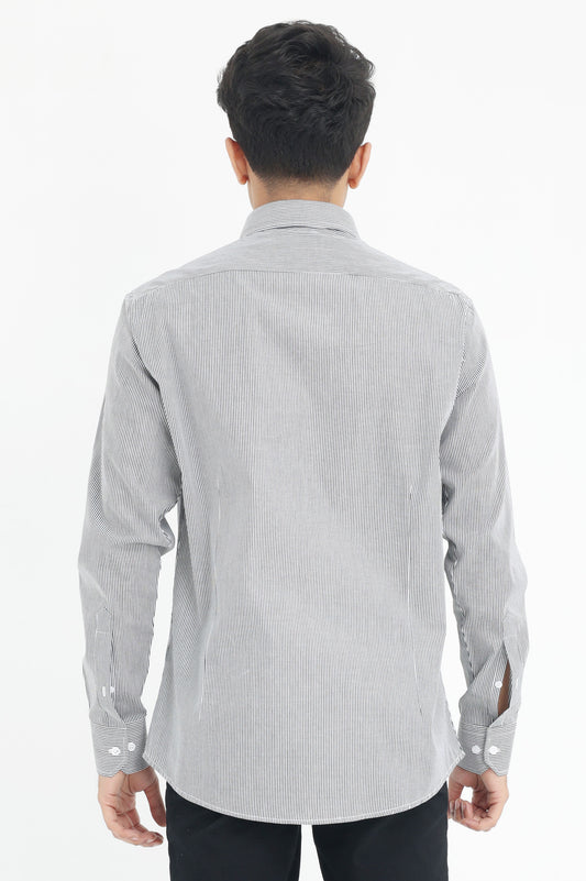 PINSTRIPE ESSENTIAL SHIRT-BLK-WHT