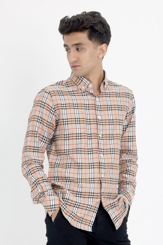 CLASSIC PLAID BUTTON-DOWN-KHAKI-CHK