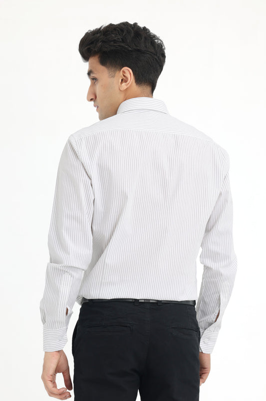 SOPHISTICATED PINSTRIPE SHIRT-WHITE-GREY