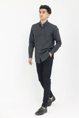 URBAN CLASSIC-FIT SHIRT-CHARCOAL-WOOL