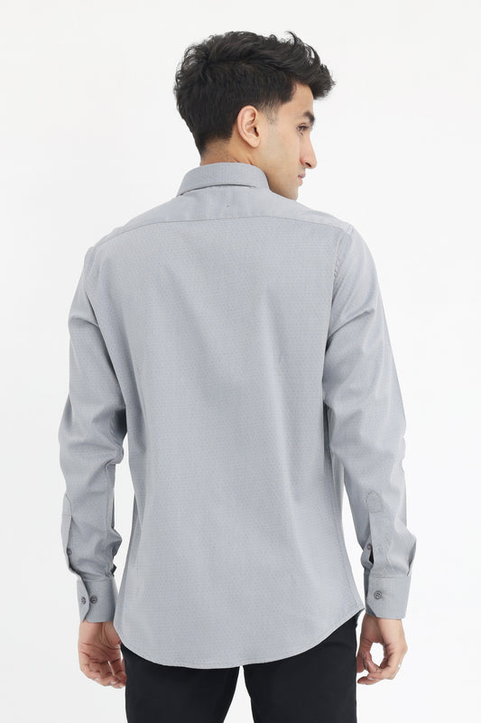 TEXTURED COMFORT SHIRT-GREY-DOTS