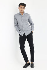 TEXTURED COMFORT SHIRT-GREY-DOTS