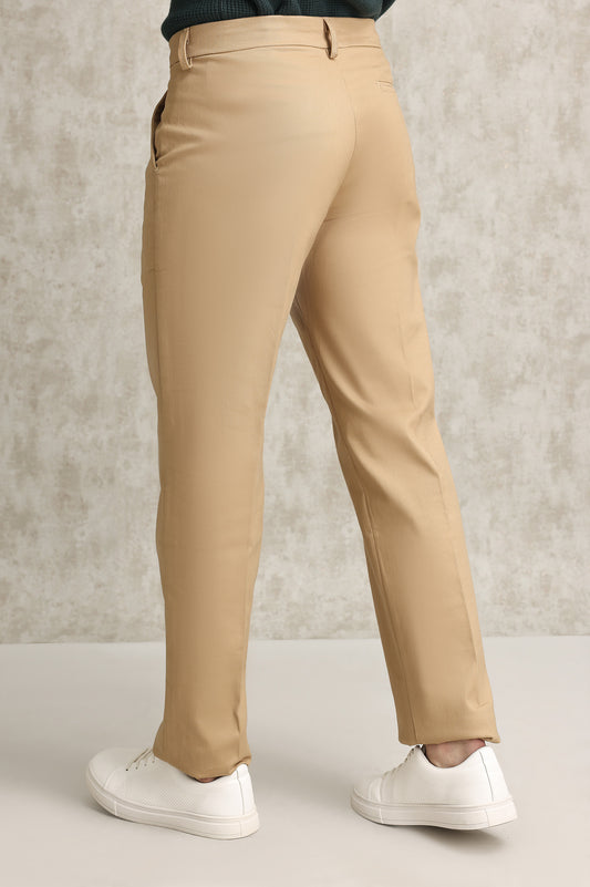 HIGH-RISE STRAIGHT-LEG TAILORED PANT-KHAKI