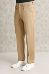 HIGH-RISE STRAIGHT-LEG TAILORED PANT-KHAKI