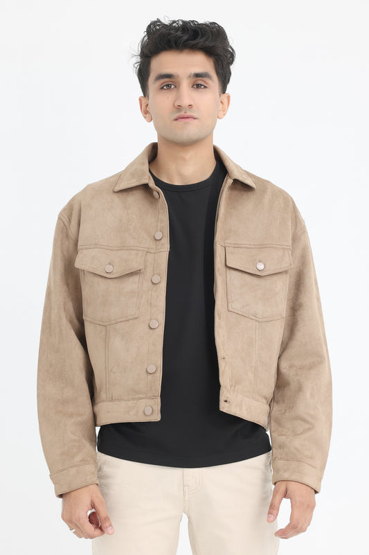 URBAN SUEDE SNAP JACKET-KHAKI