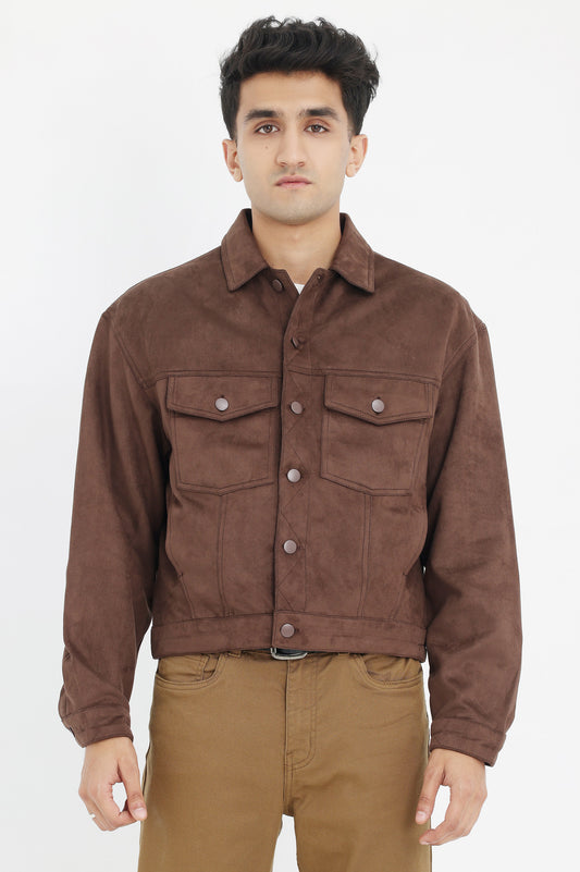 URBAN SUEDE SNAP JACKET-COFFEE