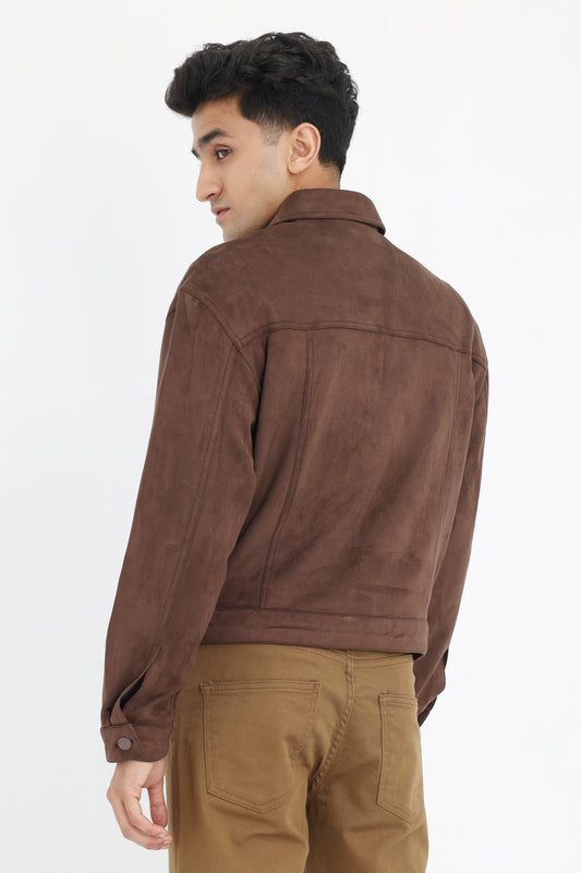 URBAN SUEDE SNAP JACKET-COFFEE