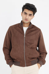 CLASSICE SUEDE BOMBER JACKET-COFFEE