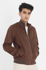 CLASSICE SUEDE BOMBER JACKET-COFFEE