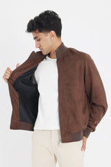 CLASSICE SUEDE BOMBER JACKET-COFFEE