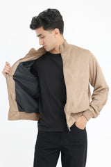 CLASSICE SUEDE BOMBER JACKET-KHAKI