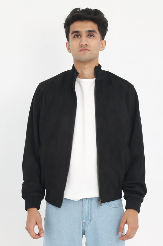 CLASSICE SUEDE BOMBER JACKET-BLACK