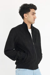 CLASSICE SUEDE BOMBER JACKET-BLACK