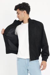 CLASSICE SUEDE BOMBER JACKET-BLACK