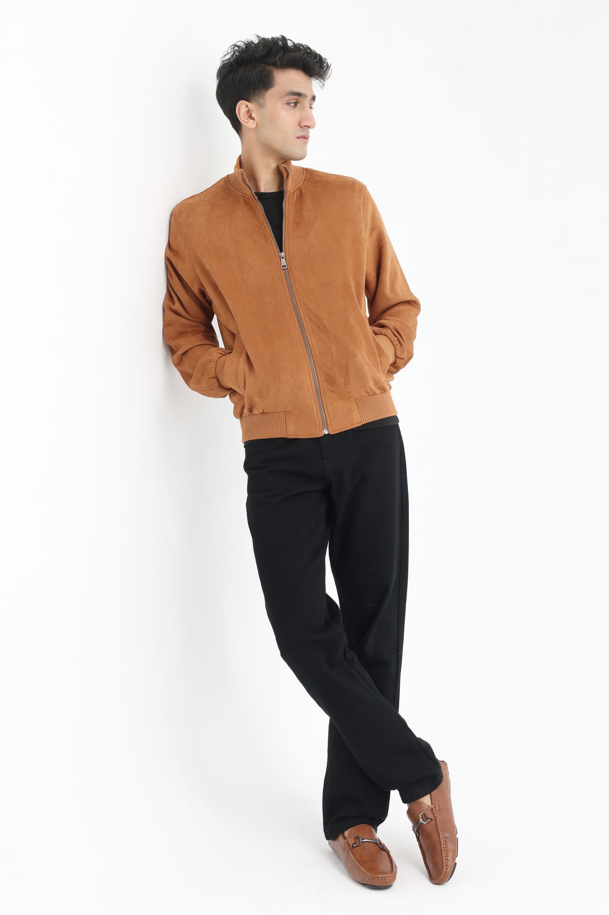 CLASSICE SUEDE BOMBER JACKET-CAMEL