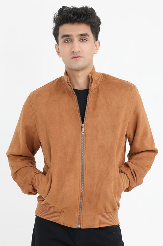 CLASSICE SUEDE BOMBER JACKET-CAMEL