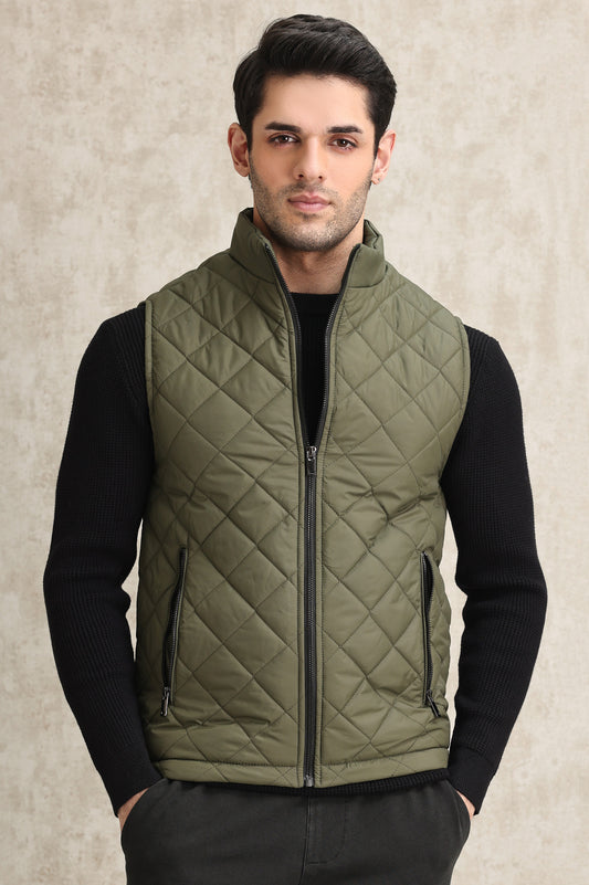 QUILTED UTILITY VEST-ARMY