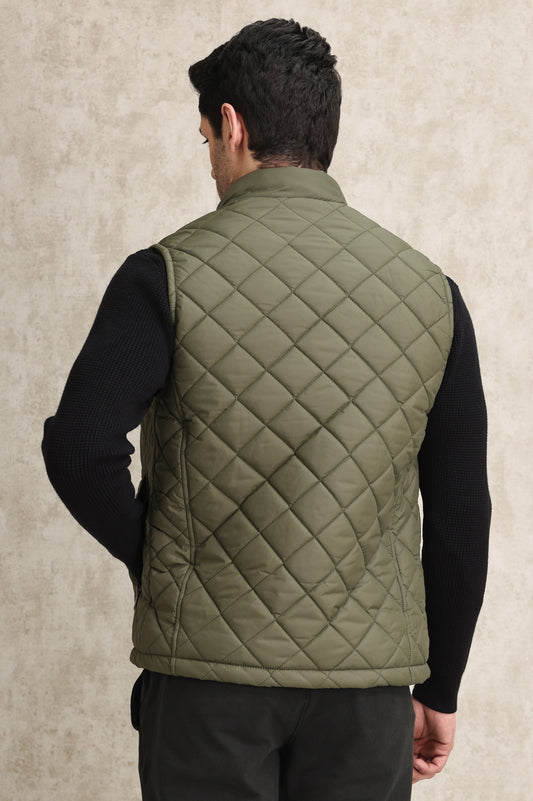 QUILTED UTILITY VEST-ARMY