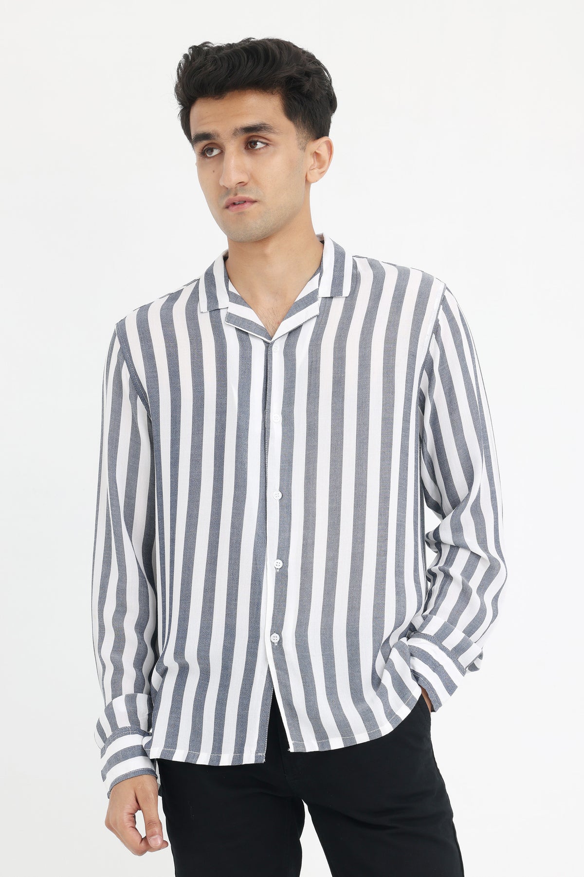 WINTER STRIPE SHIRT-GREY-WHITE