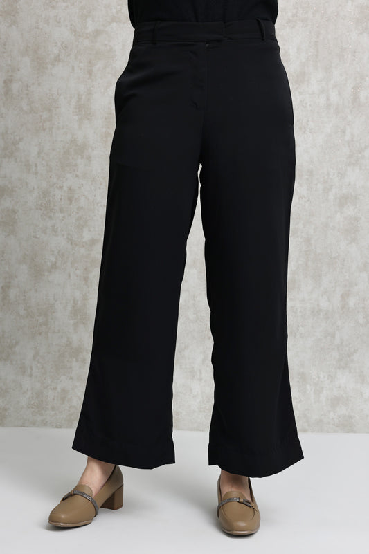 WIDE-LEG TAILORED TROUSERS-BLACK