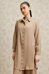 ELEGANT LONGLINE TUNIC SET-BEIGE