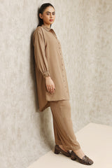 ELEGANT LONGLINE TUNIC SET-BEIGE