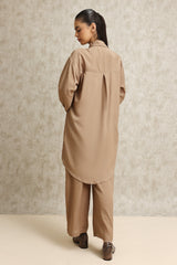 ELEGANT LONGLINE TUNIC SET-BEIGE