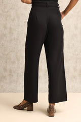 TAILORED PLEATED PANTS-BLACK