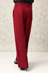 TAILORED PLEATED PANTS-MAROON