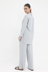 CLASSIC BUTTON-DOWN RELAXED SET-LT GREY