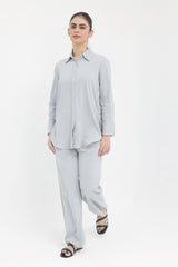 CLASSIC BUTTON-DOWN RELAXED SET-LT GREY