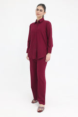 CLASSIC BUTTON-DOWN RELAXED SET-BURGUNDY