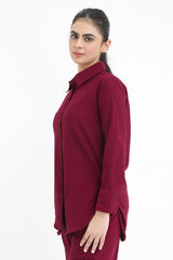 CLASSIC BUTTON-DOWN RELAXED SET-BURGUNDY