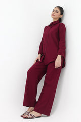 CLASSIC BUTTON-DOWN RELAXED SET-BURGUNDY