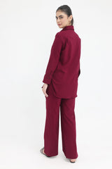 CLASSIC BUTTON-DOWN RELAXED SET-BURGUNDY