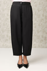 TAILORED CROPPED PLEATED TROUSERS-BLACK