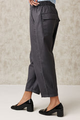 TAILORED CROPPED PLEATED TROUSERS-GREY