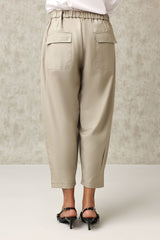 TAILORED CROPPED PLEATED TROUSERS-SKIN