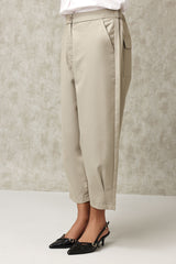 TAILORED CROPPED PLEATED TROUSERS-SKIN