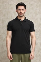 CLASSIC PIQUE COTTON POLO SHIRT-BLACK