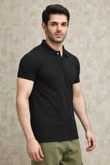 CLASSIC PIQUE COTTON POLO SHIRT-BLACK