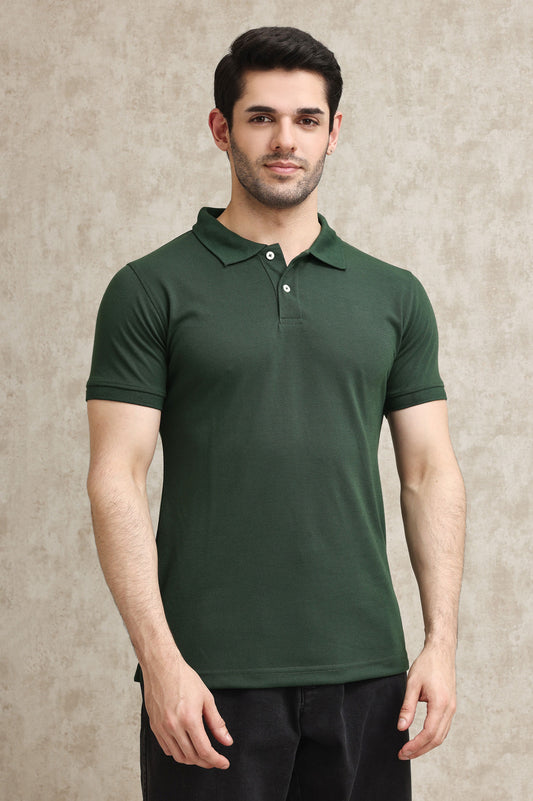 CLASSIC PIQUE COTTON POLO SHIRT-GREEN