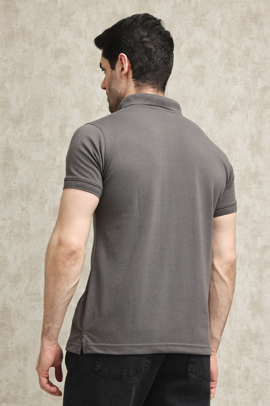 CLASSIC PIQUE COTTON POLO SHIRT-GREY