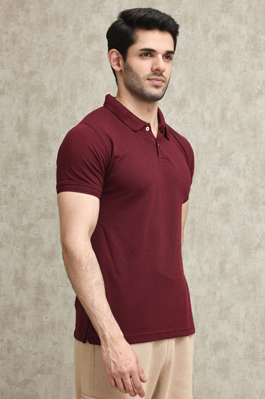 CLASSIC PIQUE COTTON POLO SHIRT-MAROON