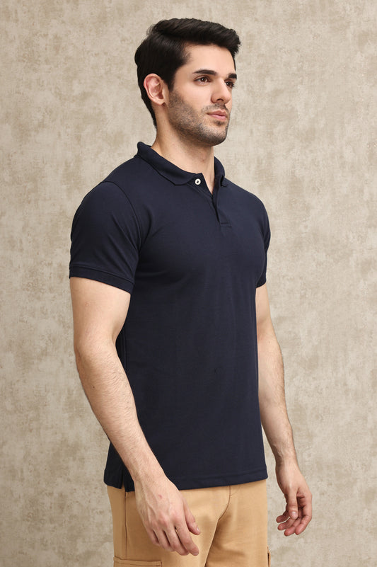 CLASSIC PIQUE COTTON POLO SHIRT-NAVY