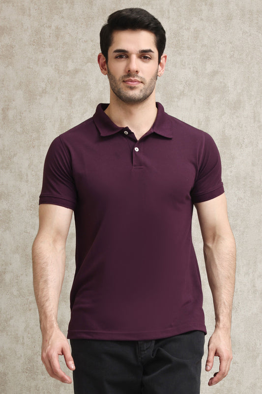 CLASSIC PIQUE COTTON POLO SHIRT-PURPLE