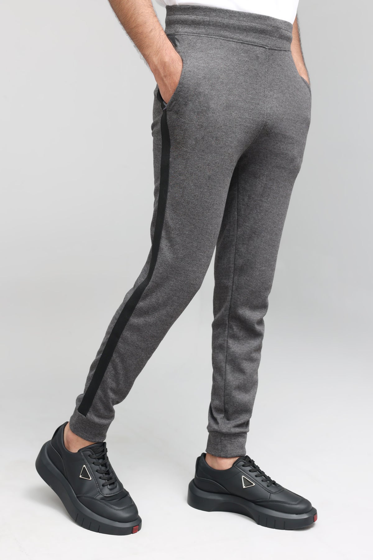 URBAN STRIPE JOGGER PANTS-CHARCOAL-BLACK