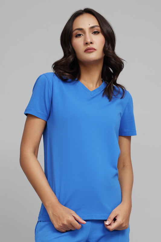 CLASSIC V-NECK TEE-ROYAL-BLUE