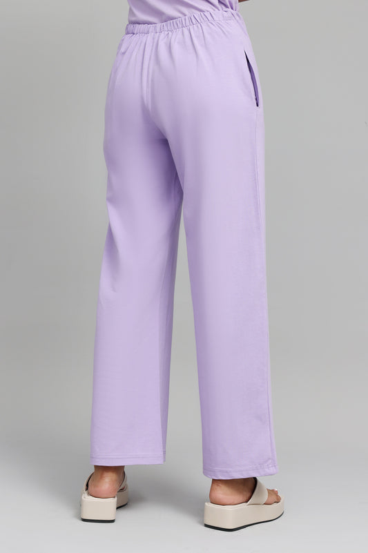 COMFY WIDE-LEG LOUNGE PANTS-LILAC